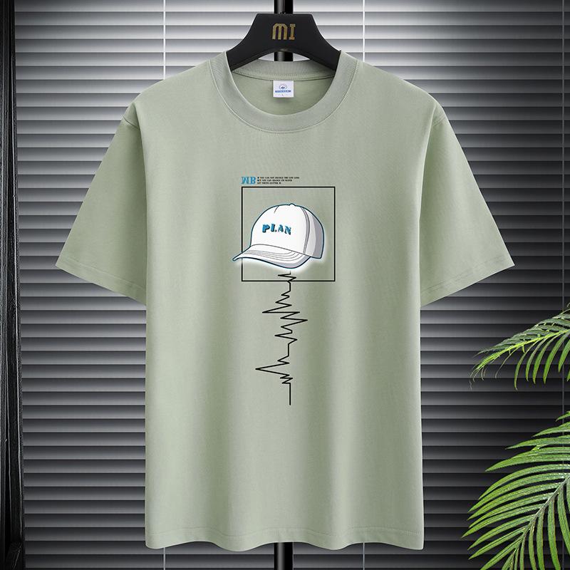 Cloth W T-Shirt for Men  Clothing Fitness White O Neck Anime Man T-shirt for Male Oversized S-5XL Men T-shirts Goth Punk Hat Print XL lichtgroene kleur