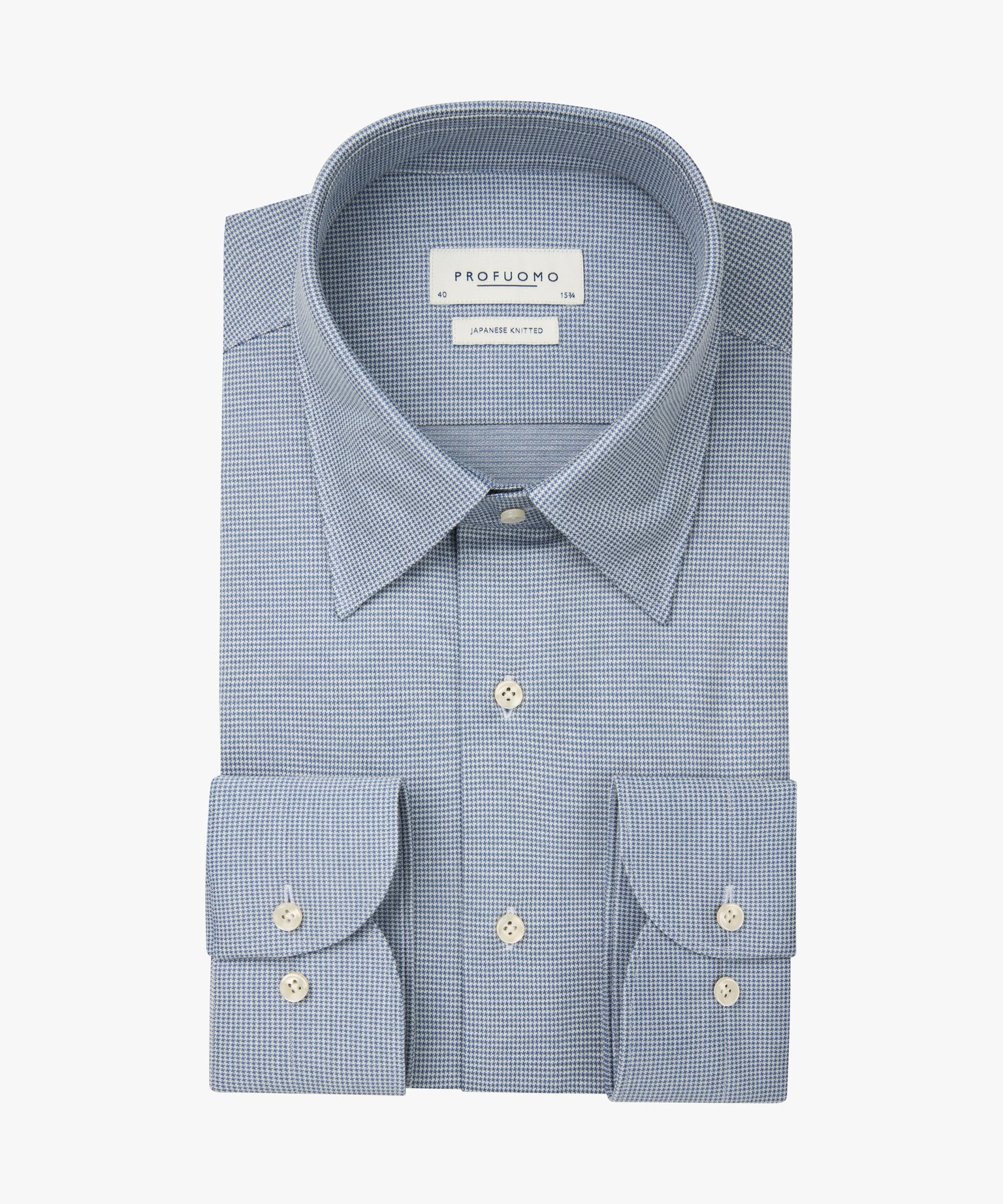 Profuomo Japanese Knitted Overhemd X-Cutaway SF Blue 