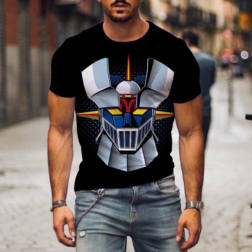 Laoxu Nieuwe Mazinger ZT Shirt Anime Robot 3D Print Mannen Vrouwen Korte Mouw T-shirts Mode Streetwear Harajuku Kinderen Tops Tees Kleding L groen