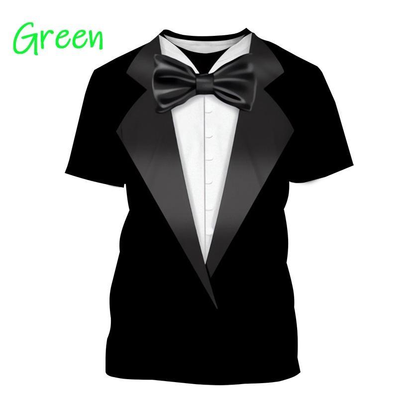 Etst 003 Hip Hop Fake Two Piece Heren Vintage Stropdas T-shirt Strik 3D Print T-shirt Casual Korte Mouw Street Fun Top Korte Mouw Kleding 6XL