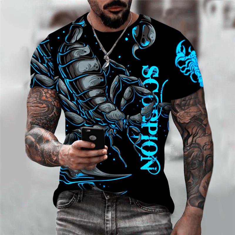 WowClassic Scorpion Graphic Men's Trend T-Shirts Short Sleeve O-Neck Street 3D Animal Printing Male T Shirt Big Size Summer Casual Tops XXL