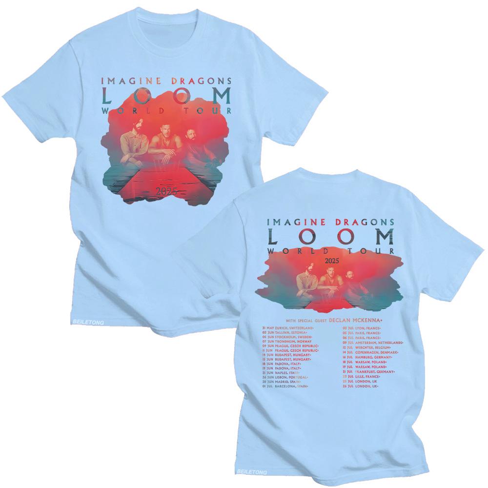 Trendy discount Imagine Dragons Band Loom Tour 2025 Nieuwe T-shirts Heren Dames Mode Hip Hop Retro T-shirt Katoen Korte Mouw Tees Esthetische Tops L