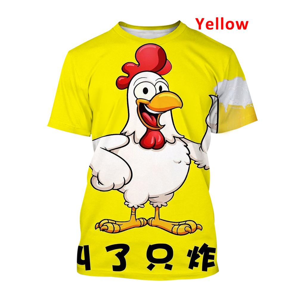 Xr-03 2025 Summer Fashion Graphic Chicken 3D Printing T-shirt Men's Short Sleeve Round Neck Unisex Funny Cool Chicken Tees Casual Tops XL