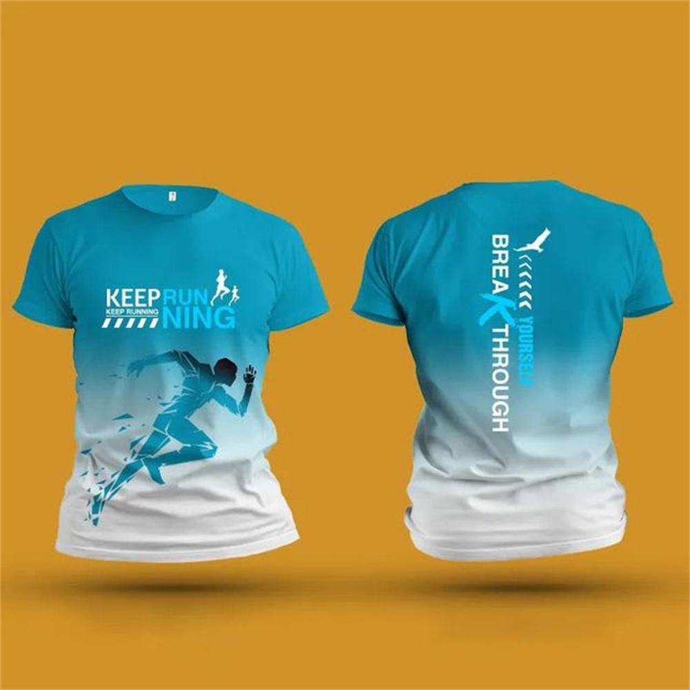 ETST 03 Hardlopen Sport 3D-printen Zomer Unisex Korte Mouw T-shirt Fitness Sport Buiten Snel drogend Losse en comfortabele kleding S