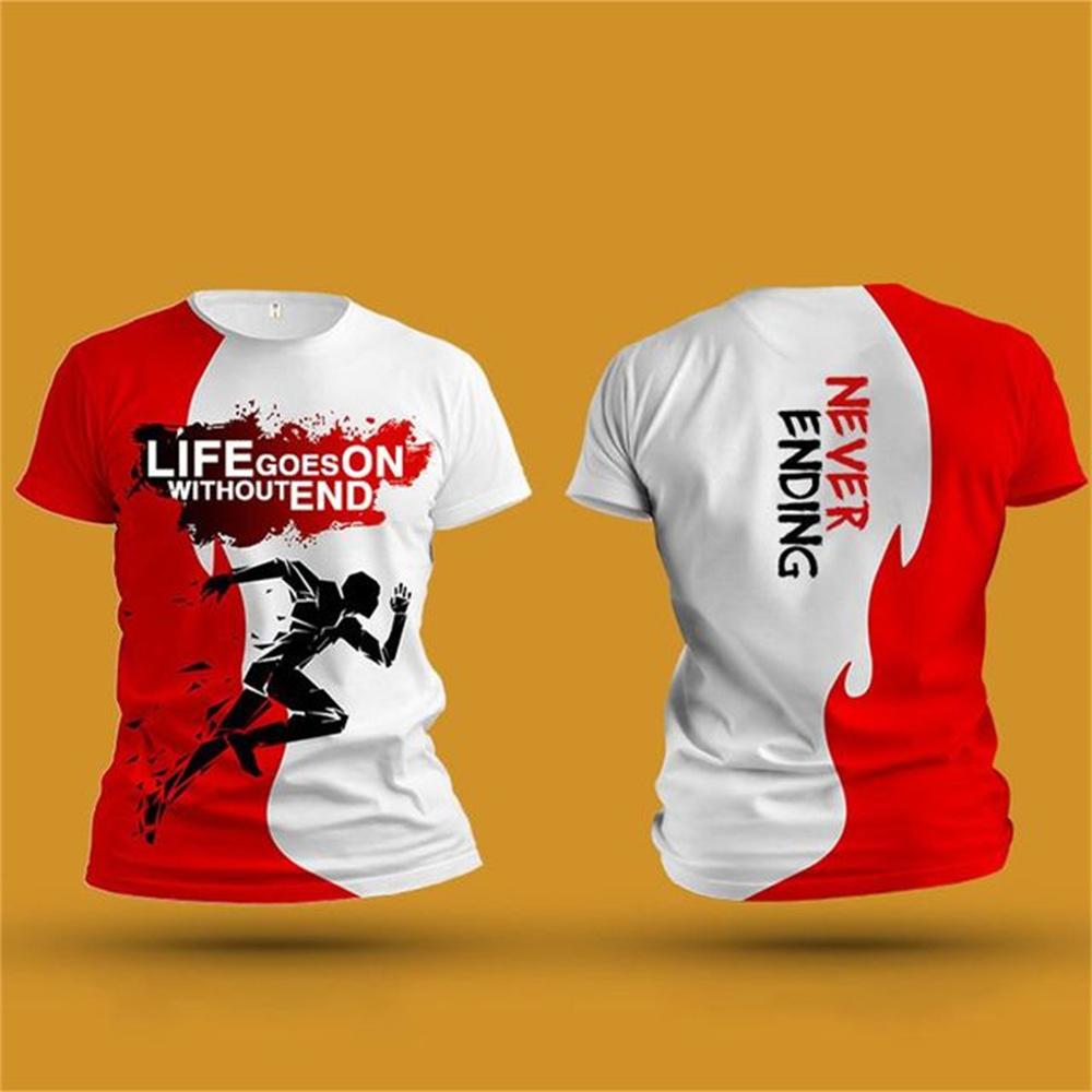 ETST 03 Hardlopen Sport 3D-printen Zomer Unisex Korte Mouw T-shirt Fitness Sport Buiten Snel drogend Losse en comfortabele kleding 5XL