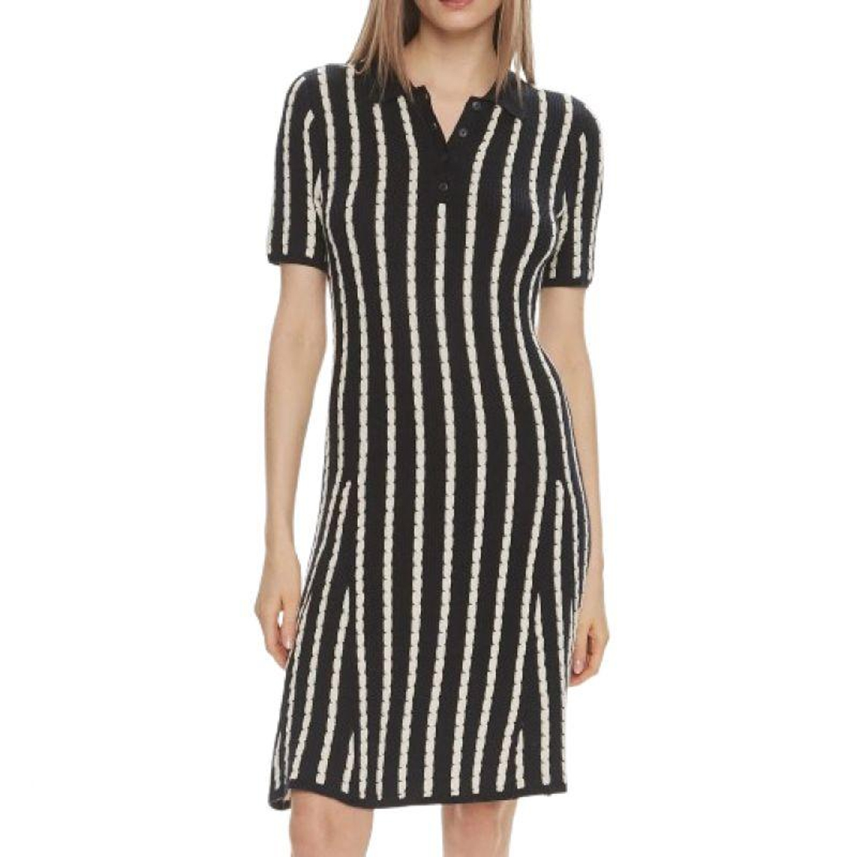 Tommy Hilfiger Dames kabelgebreide jurk met korte mouwen