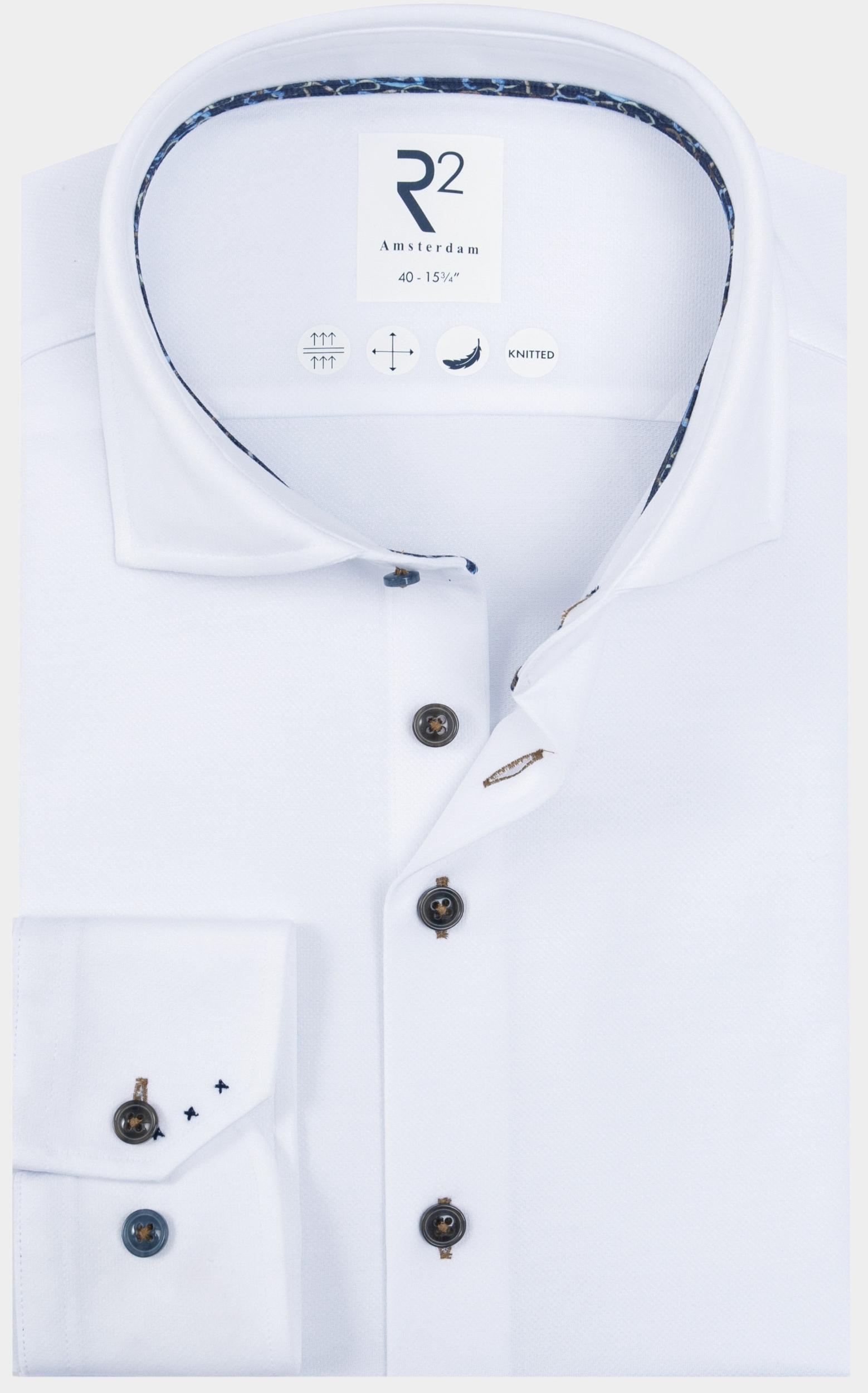 R2 Amsterdam Casual hemd lange mouw solid dobby knitted 130.wsp.001/004