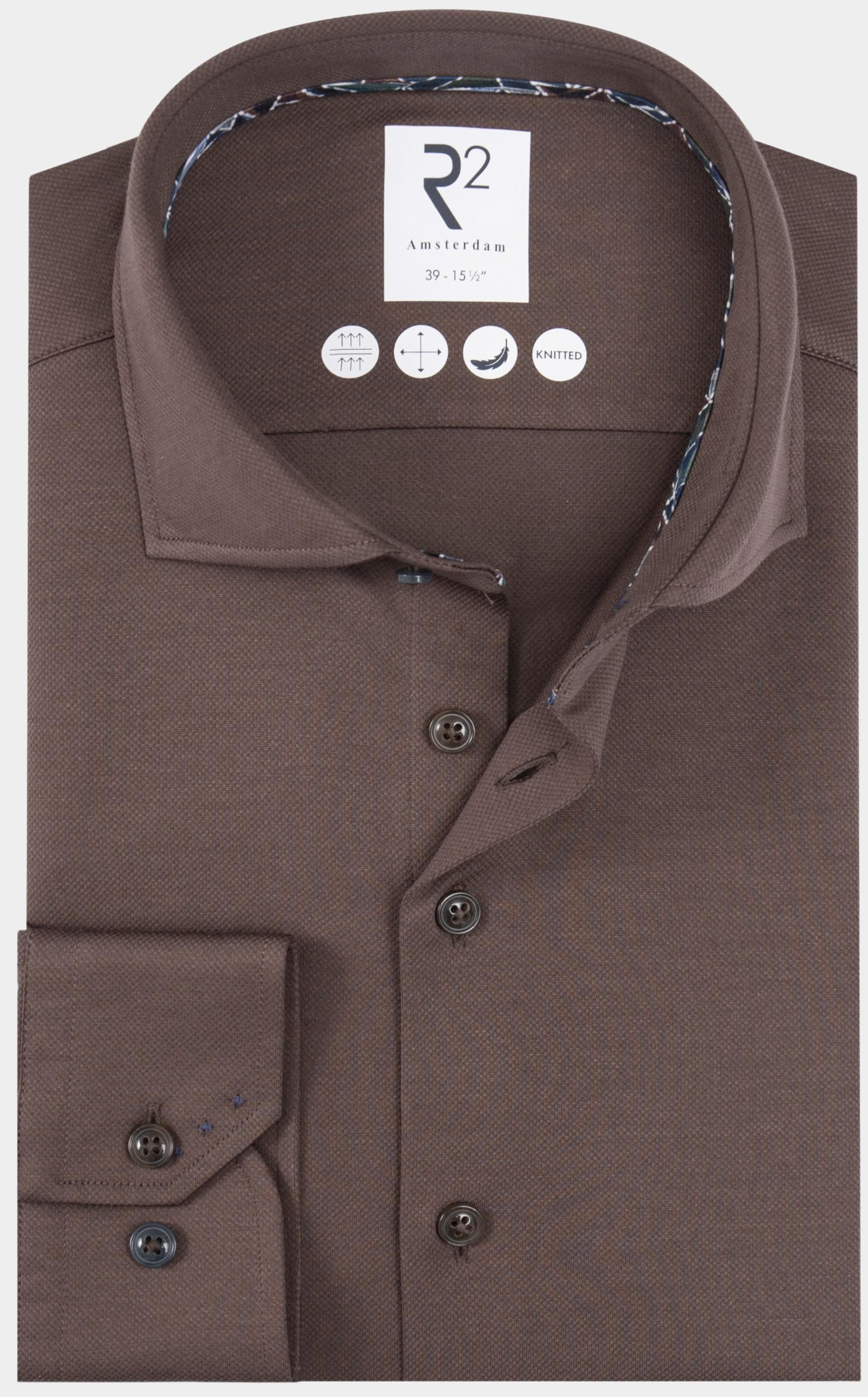 R2 Amsterdam Casual hemd lange mouw solid dobby knitted 130.wsp.004/041