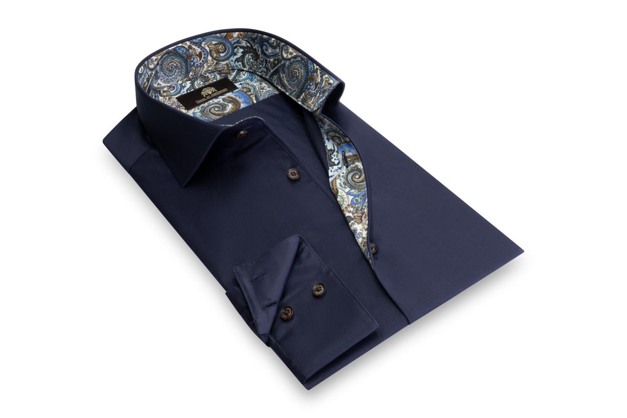 Circle of Gentlemen Lazio effen overhemd met contrastdetails 100% co