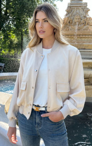 The Musthaves Suede Soft Bomber Jacket Beige