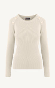 The Musthaves Knitted Trui Hartjes Knopen Beige