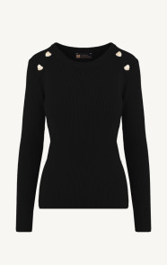 The Musthaves Knitted Trui Hartjes Knopen Zwart