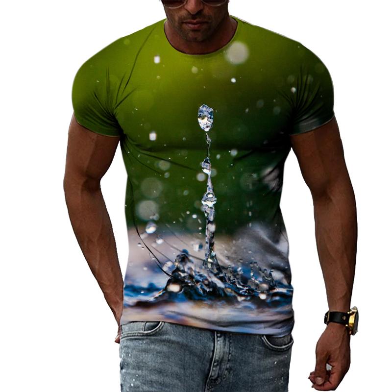Chengyu Mode Druppels Water grafische t-shirts Voor Mannen Zomer Casual Interessante Print T-shirts Hip Hop Harajuku Trend Cool blouse 2XL