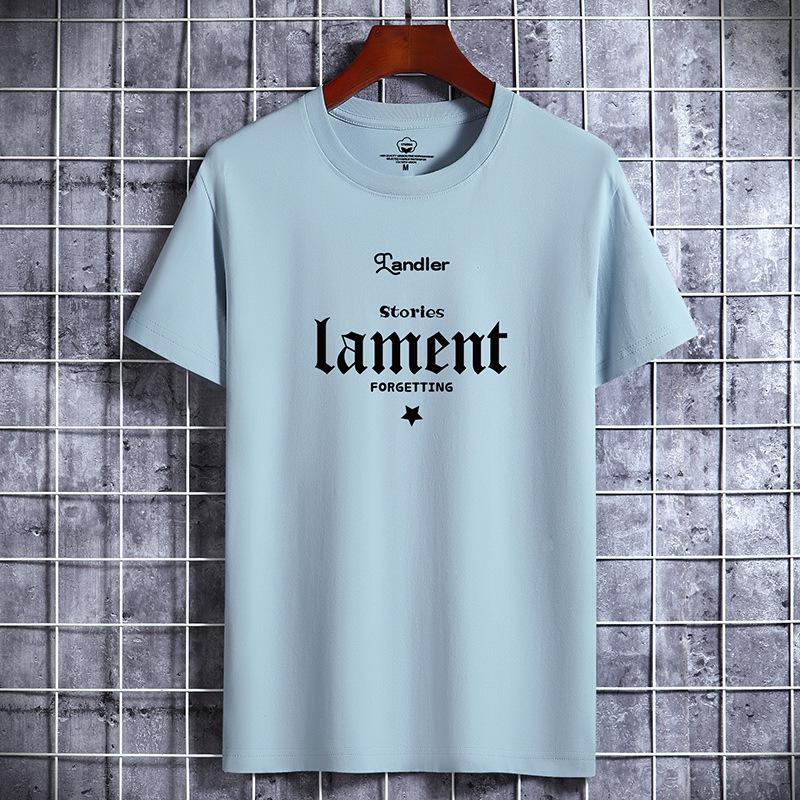 Bistrota Lament bedrukt herenmode-T-shirt van puur katoen met korte mouwen L