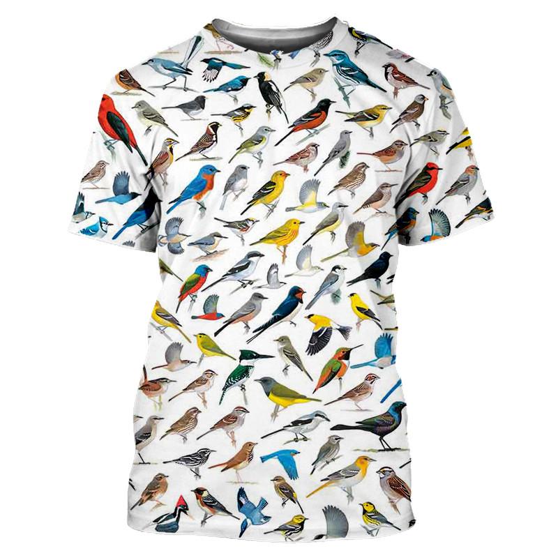 Xin nan zhuang Zomer Mode Allerlei Vogels T-shirt voor Mannen Leuke Trend Persoonlijkheid Gedrukt Ronde Hals Tees Hip Hop Harajuku streetwear Top XL