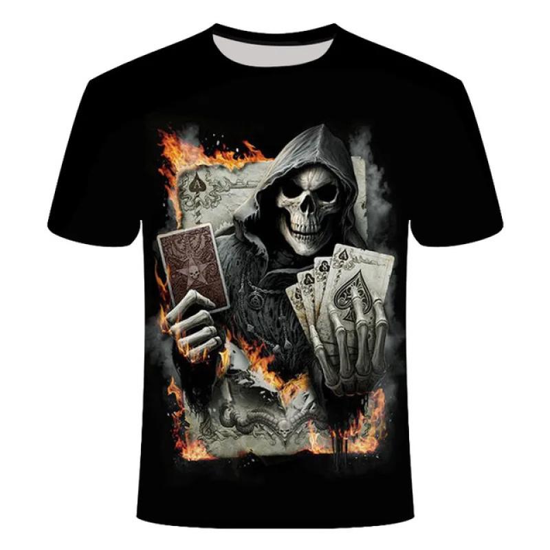 Bobby 2 Poker Elements 3D digitale patroonprint grafisch heren-T-shirt, causale comfortabele T-shirts, pullover-tops met korte mouwen, heren zomer-outdoorkleding M