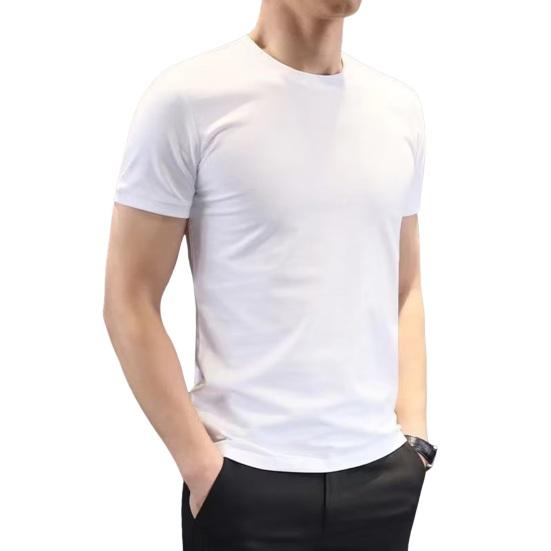 Songmeijuan Mannen Zomer T-shirt Effen Kleur O Hals Korte Mouwen Zacht Ademend Slim Fit Trui Sport Business Casual Heren Office Top 2XL wit