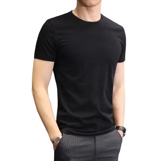 Yunzhu Mannen Zomer T-shirt Effen Kleur O Hals Korte Mouwen Zacht Ademend Slim Fit Trui Sport Business Casual Heren Office Top L