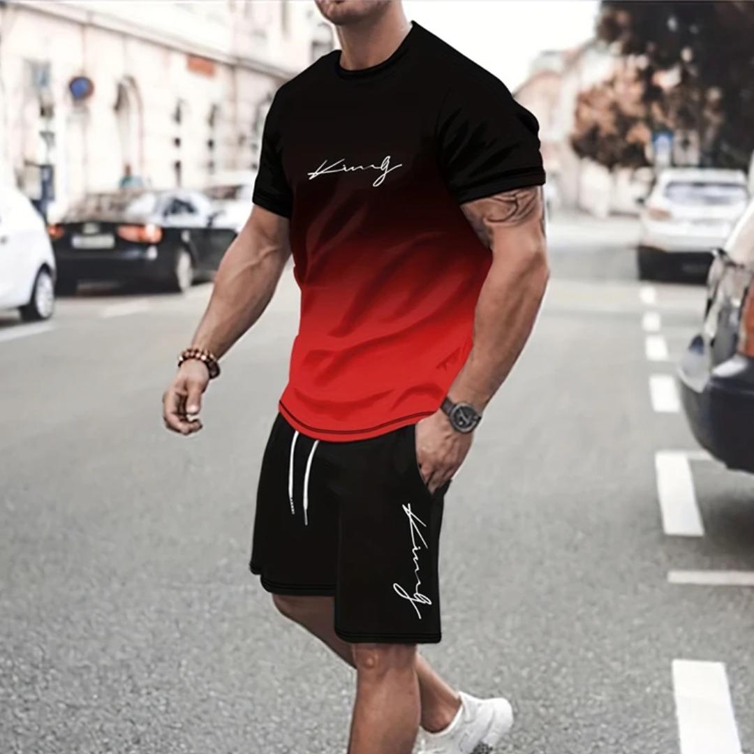 Wengy 2 Zomer Heren Casual Pak Straatmode Los en Comfortabel T-shirt Buitensporten Hardloopshorts Nieuwe Tekst Bedrukking 6XL