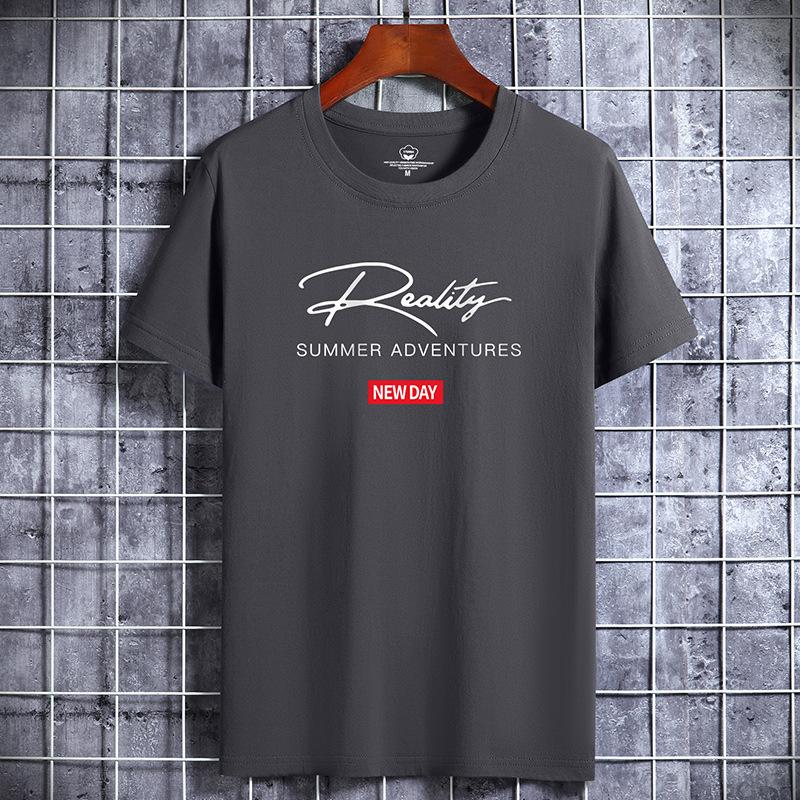QICED Katoenen T-shirt met korte mouwen Herenmode Losse shirt met halve mouwen Bedrukt meelevend shirt XXXXL