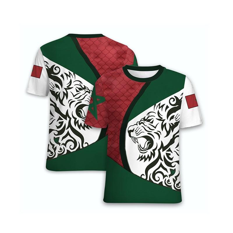 ETST WENDY 05 Marokko Nationaal embleem Vlag Print Zomer heren O-hals T-shirt Casual Oversized T-shirts met korte mouwen Modetrend Herenkleding S