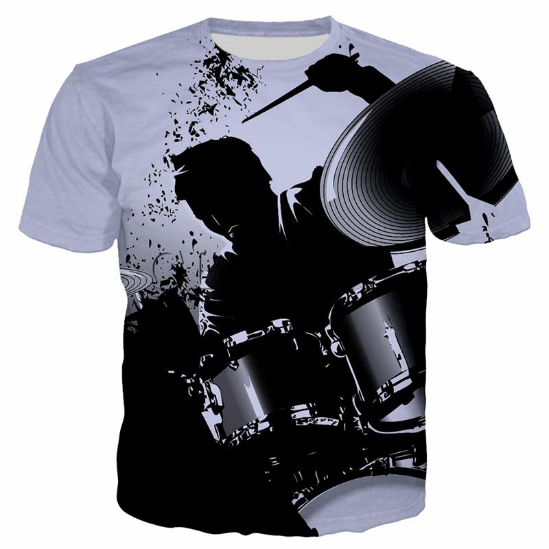Kukebang zomer Elektronische Drum Muzikale 3D Print Muziekinstrument heren T-shirt Instrument Rock Muziek Stijl Hip-Hop Tops Casual Korte Mouw XL