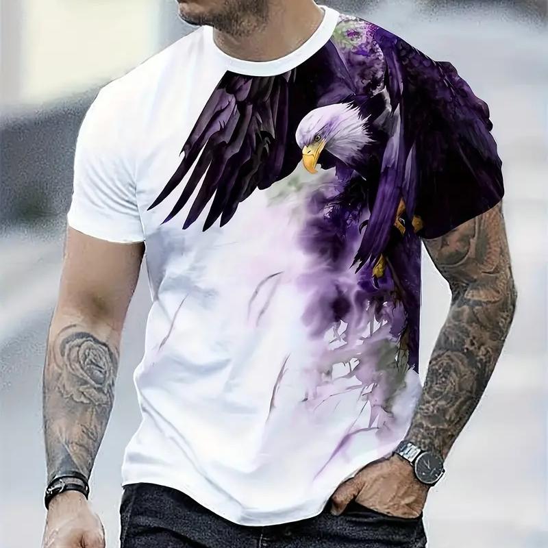 Etst 003 Retro T-shirt voor heren Eagle 3D-print Korte mouwen T-shirts Zomer Casual Snel drogend Los Oversized T-shirt Herenkleding Streetwear XS