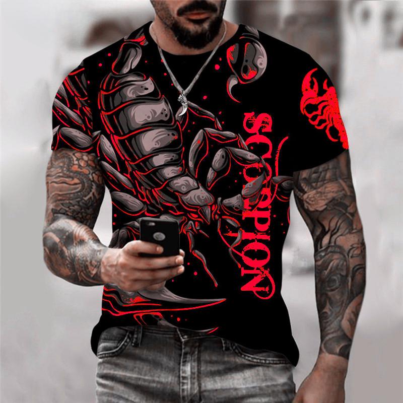 WowClassic Scorpion Graphic Men's Trend T-Shirts Short Sleeve O-Neck Street 3D Animal Printing Male T Shirt Big Size Summer Casual Tops XL