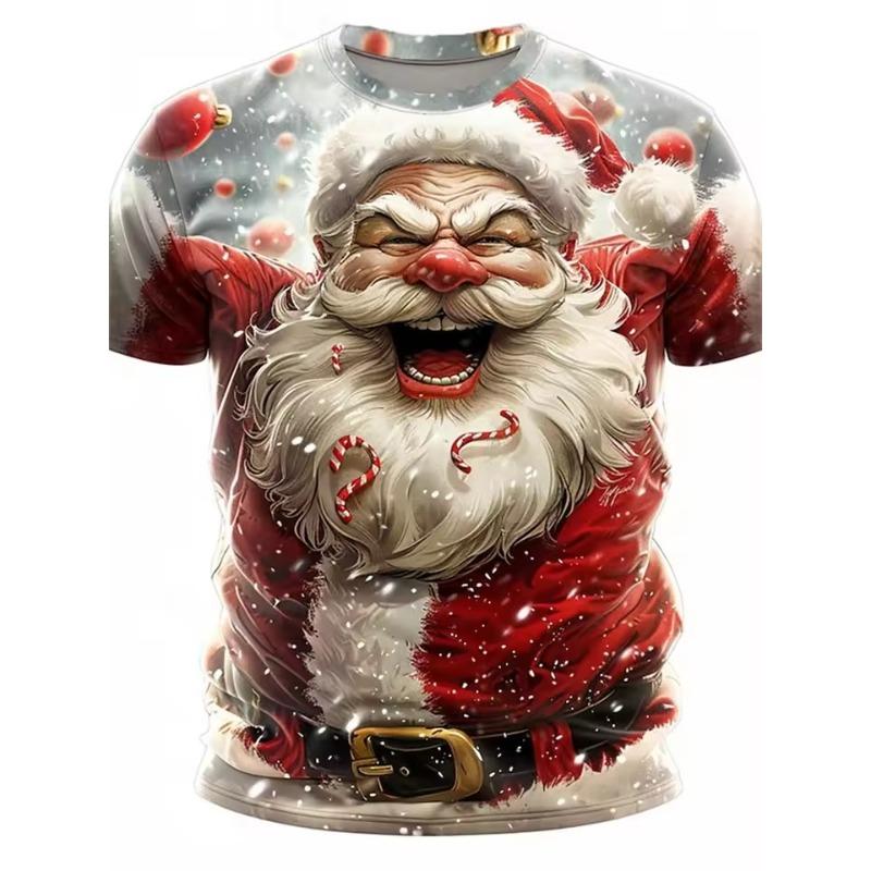 ForYourBeauty Christmas T Shirts Men 3D Santa Printed T-shirt Xmas Part Holiday Short Sleeve Men's Tops Fashion Oversize Clothes S