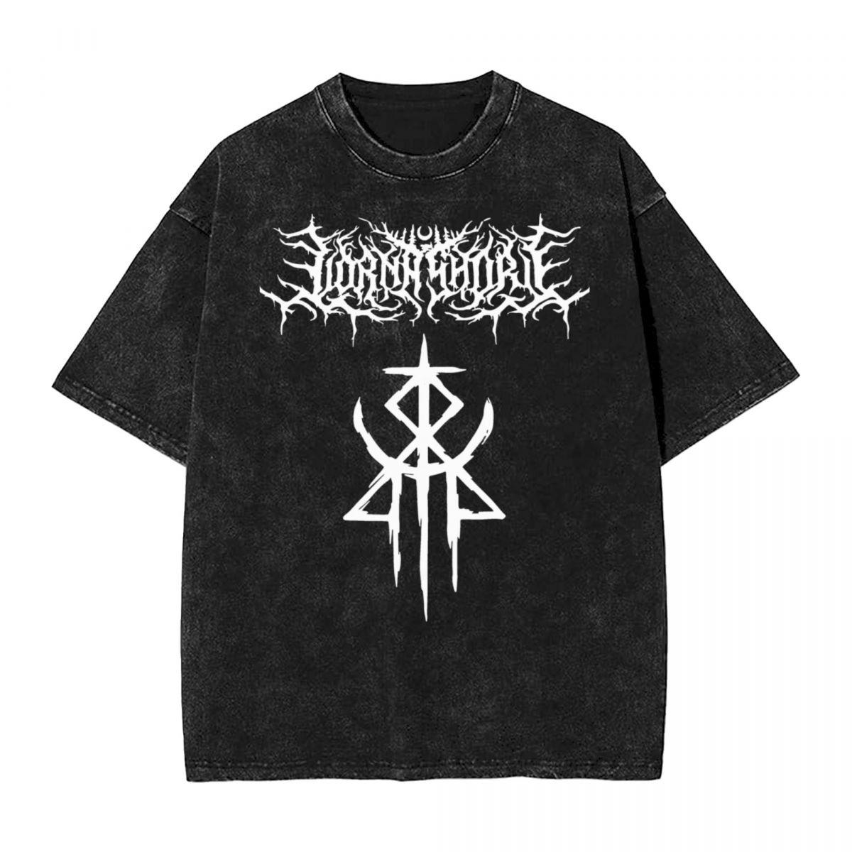 A washed short sleeved T-shirt Top T-shirts Herenkleding BMTH Bring Me The Horizons Brutal Grappig Logo T-shirt Zomer Vintage T-shirts Tops Katoen Trending Grafisch S