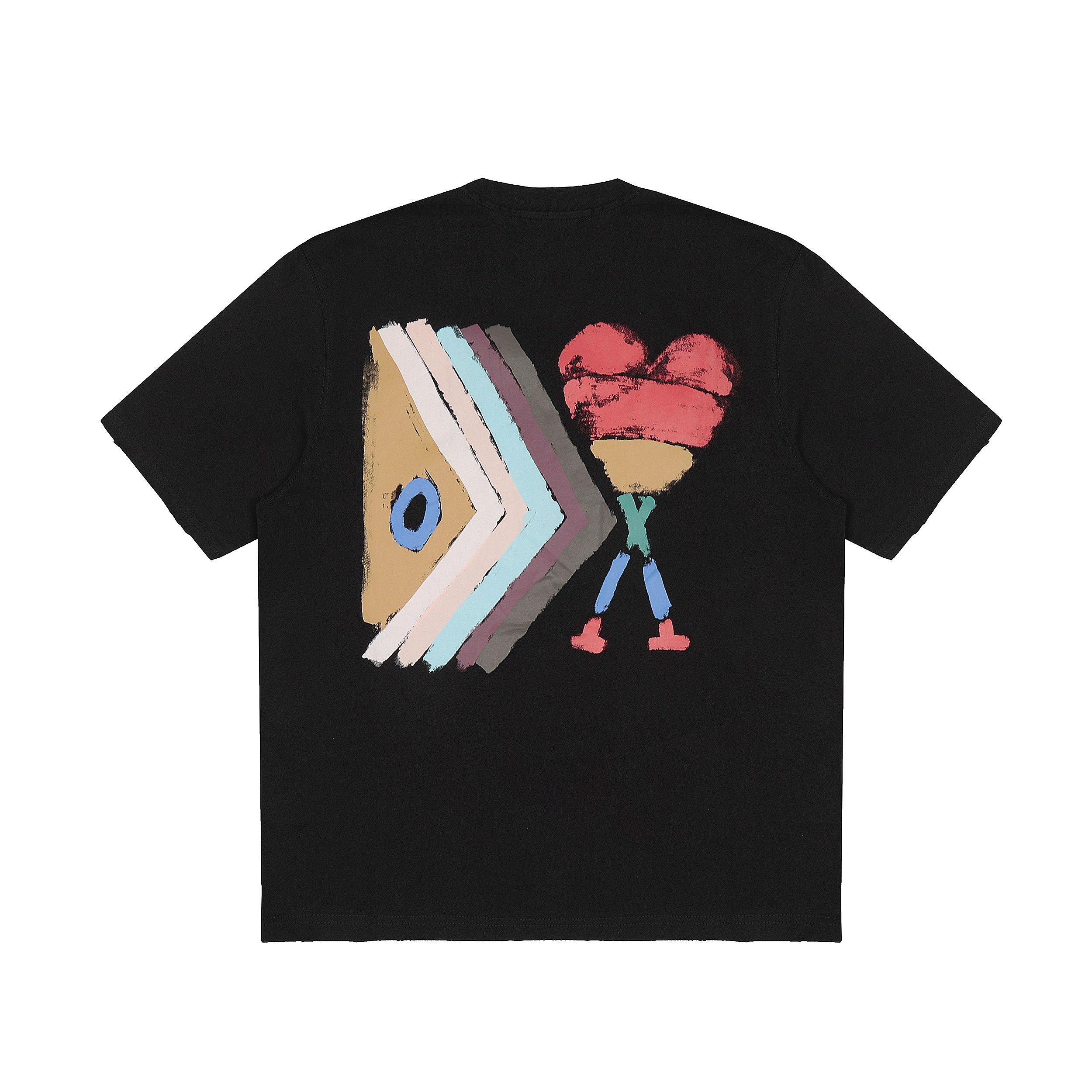 AMI Summer New Loose Plus Size Pure Cotton Printed Couple T-shirt S