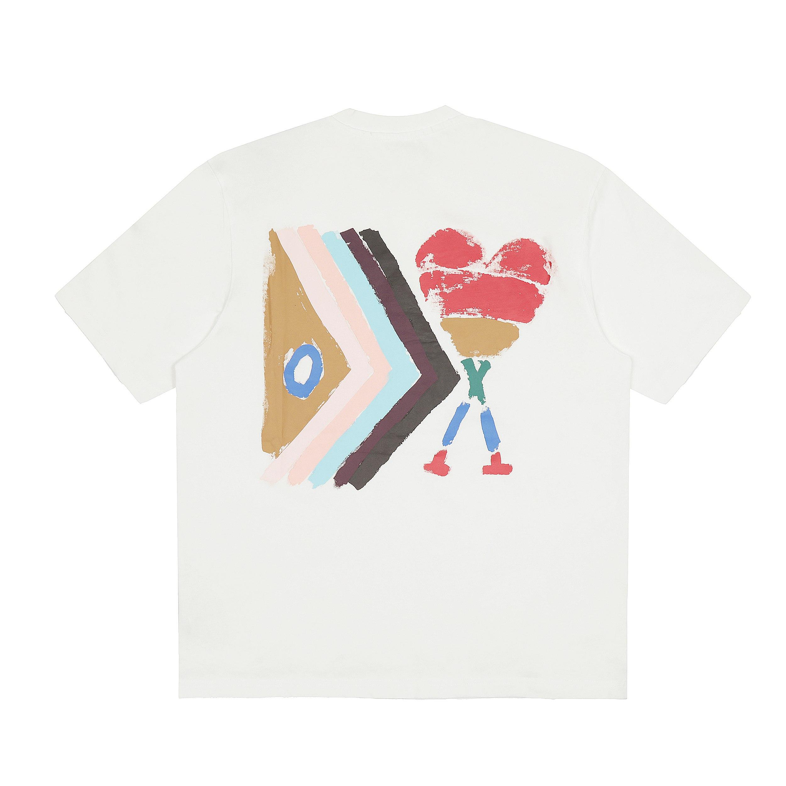 AMI Summer New Loose Plus Size Pure Cotton Printed Couple T-shirt XL