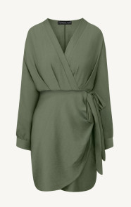 Jurkjes Knotted V-Neck Dress Army