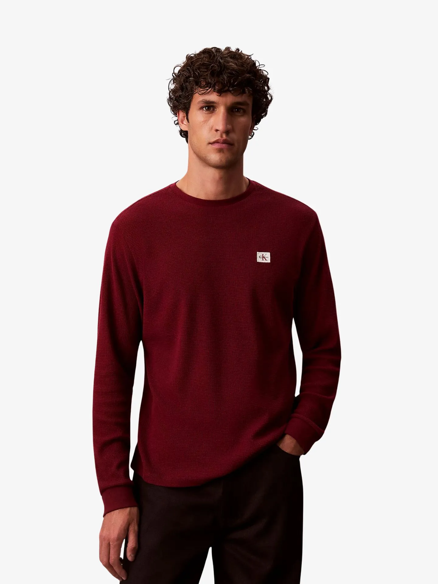 Calvin Klein Heren longsleeve wafel badge