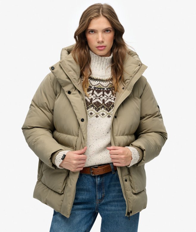 Superdry Korte Duvet Pufferjas Beige