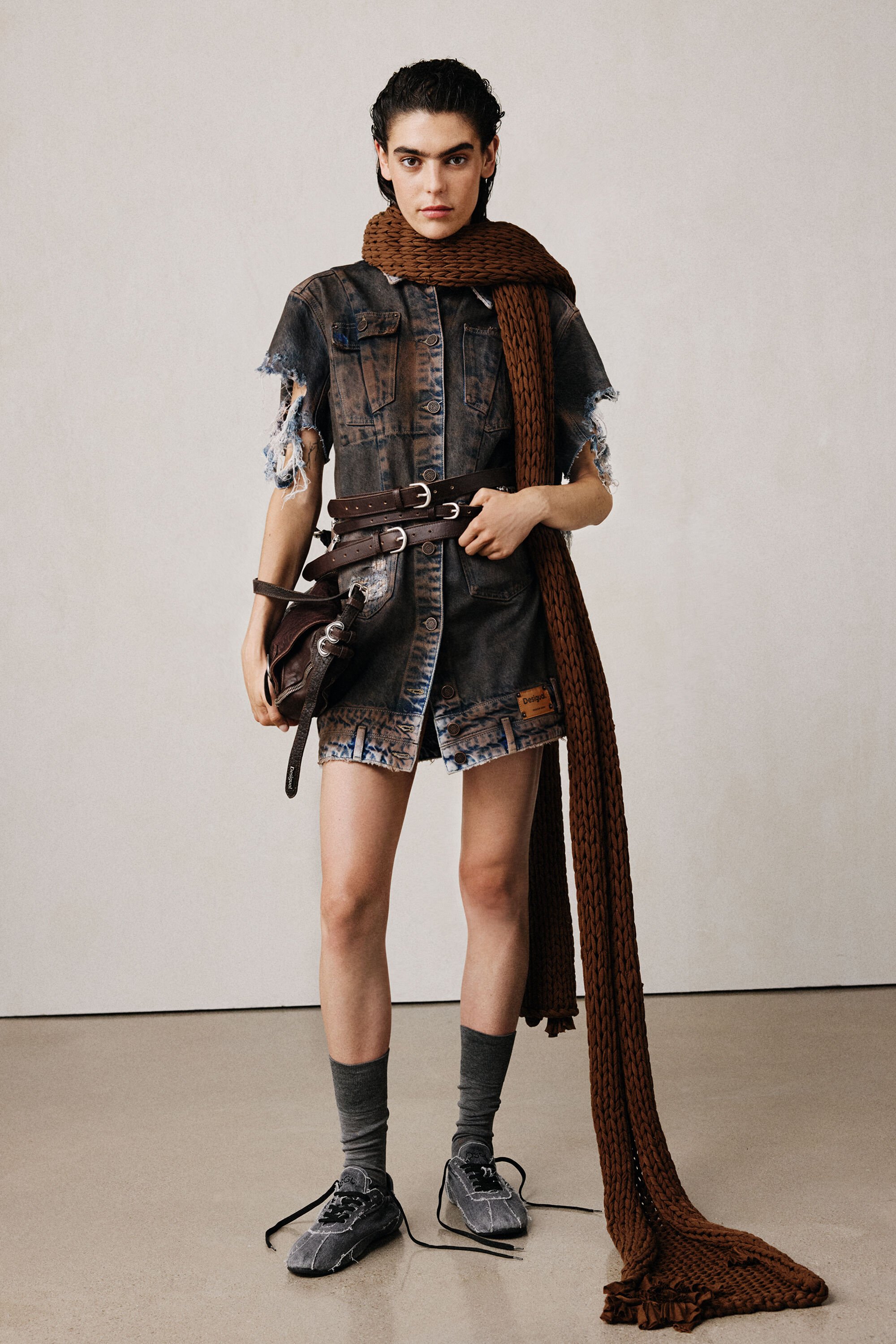 Desigual Studio denim jurk - BROWN