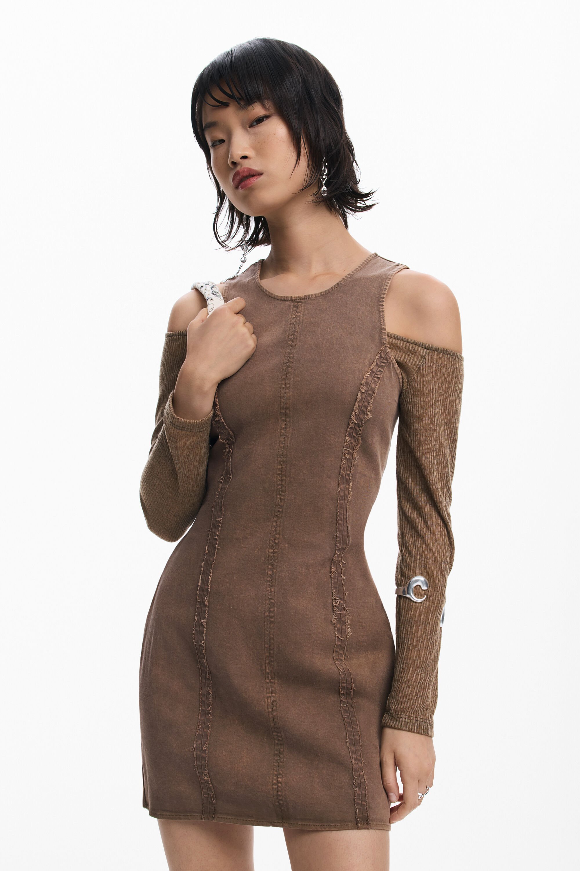 Desigual Gecombineerde denim jurk - BROWN
