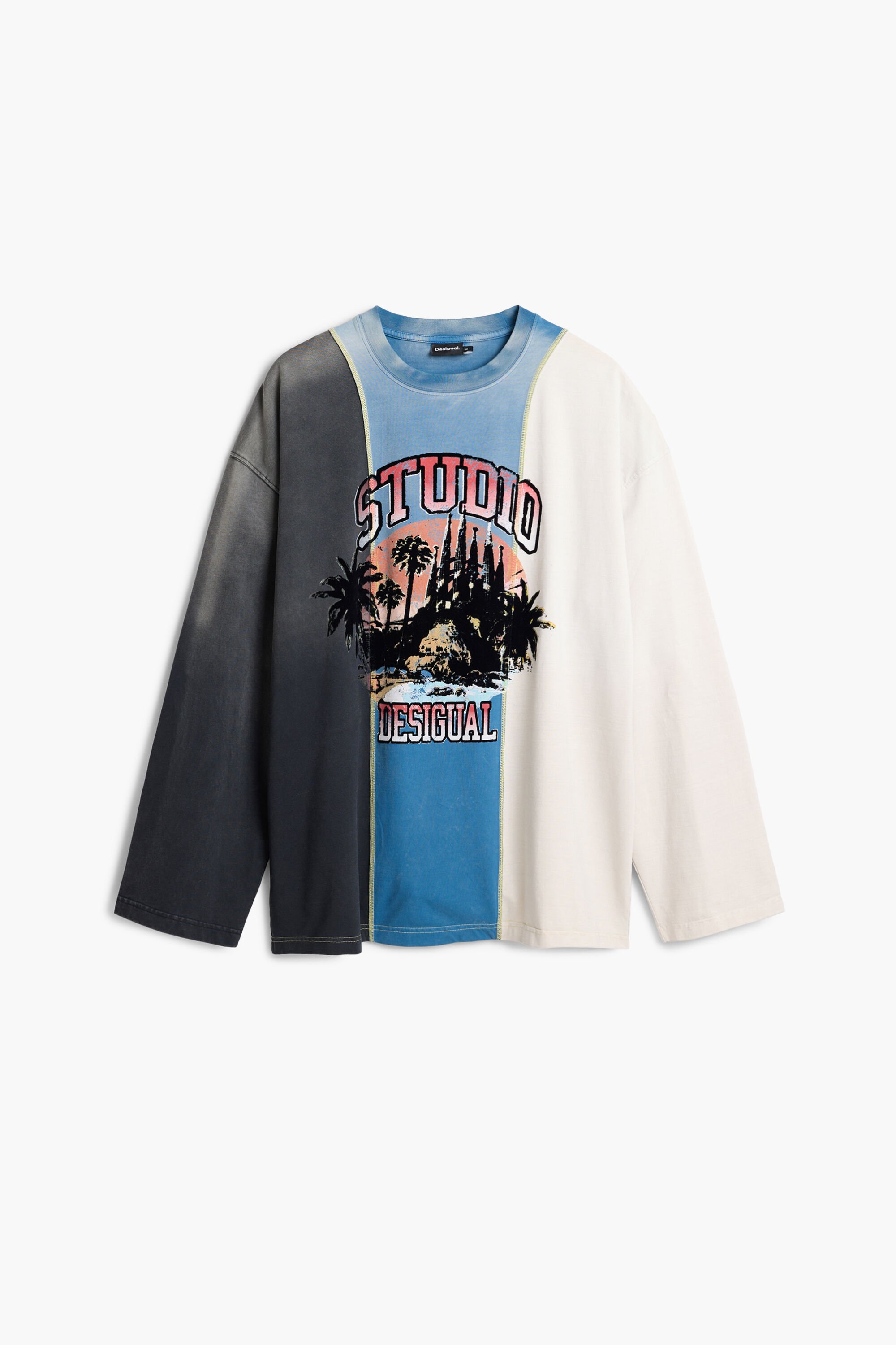 Desigual Studio T-shirt met palmbomen - BLUE