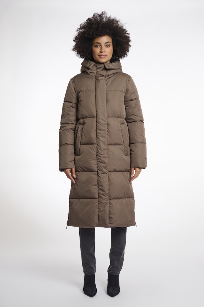 Rino & Pelle long hooded padded coat tessa.7002512 dark toffee
