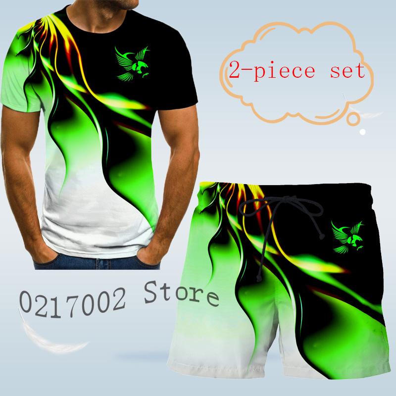 ETST WENDY 005 Herenmode Eagle print mode 3D T-shirt designer heren pak overhemd fancy Hawaiian Beach print heren shirt met korte mouwen Top M