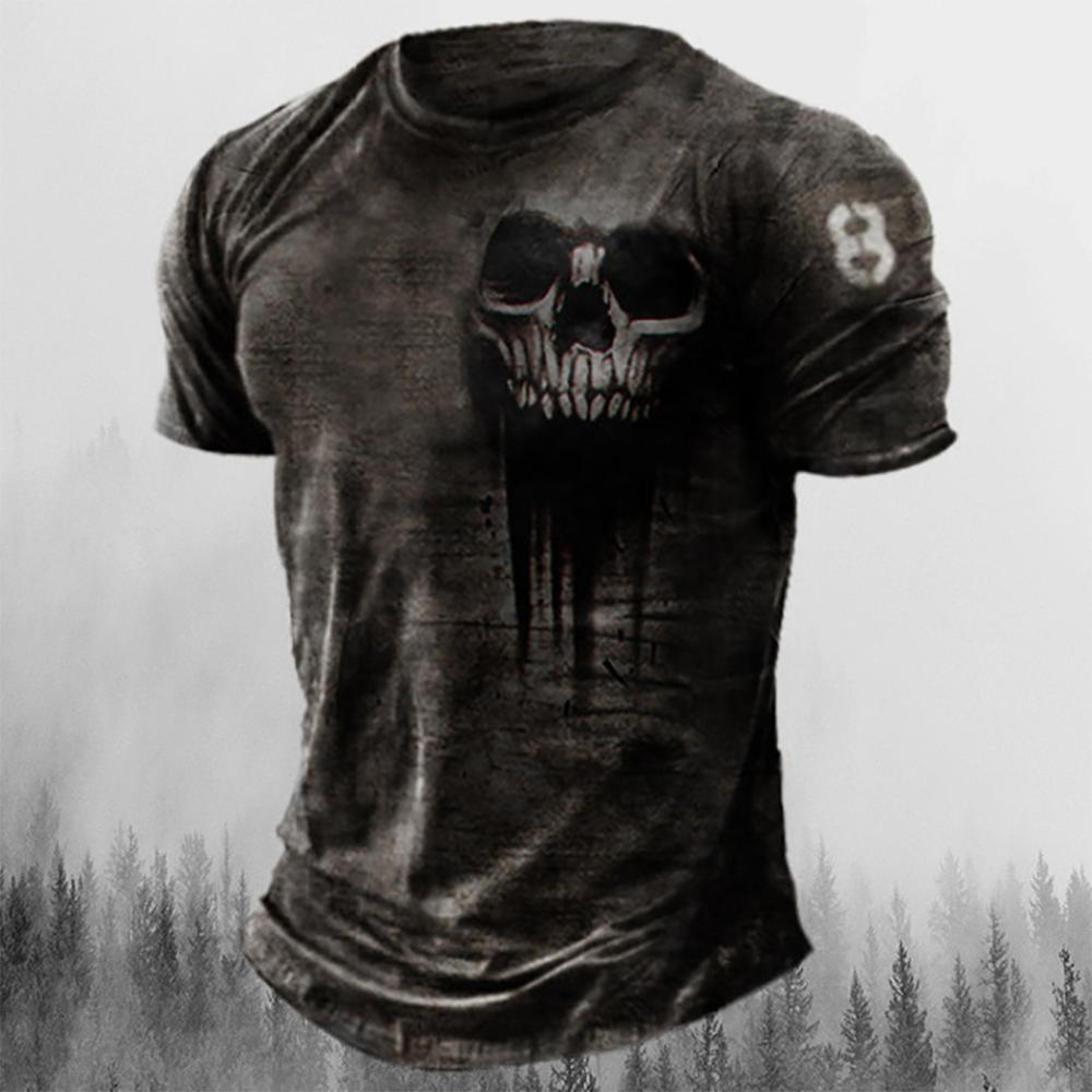 Transmission of love Mannen T-shirts Zomer 3d Vintage Horror Schedel Top Hip Hop Rock Streetwear O-hals Korte Mouw Tee Oversized T-shirt Mannelijke kleding 3XL
