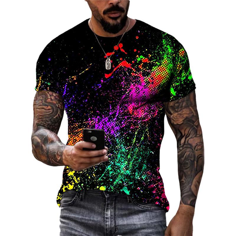 ETST WENDY 05 Zomer Nieuwe Mode Kleur Graffiti Mannen T-shirt 3D Trend Persoonlijkheid Hip Hop Harajuku Afdrukken Ronde Hals Korte Mouw Tees tops 6XL