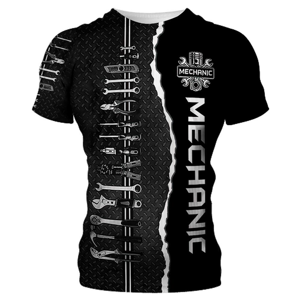 Transmission of love Mechanic Shirt Heren T-shirt Mechanisch Gereedschap Print Korte mouw Zomer Jersey Casual Tops Oversized Mode Ademende Kleding L