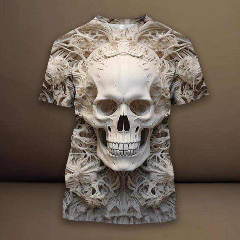 ETST 03 Mode 3D Spider bedrukt T-shirt voor mannen Grappig schedelpatroon Oversized T-shirts Zomer Casual O-hals Korte mouw Trui Tops 2XL
