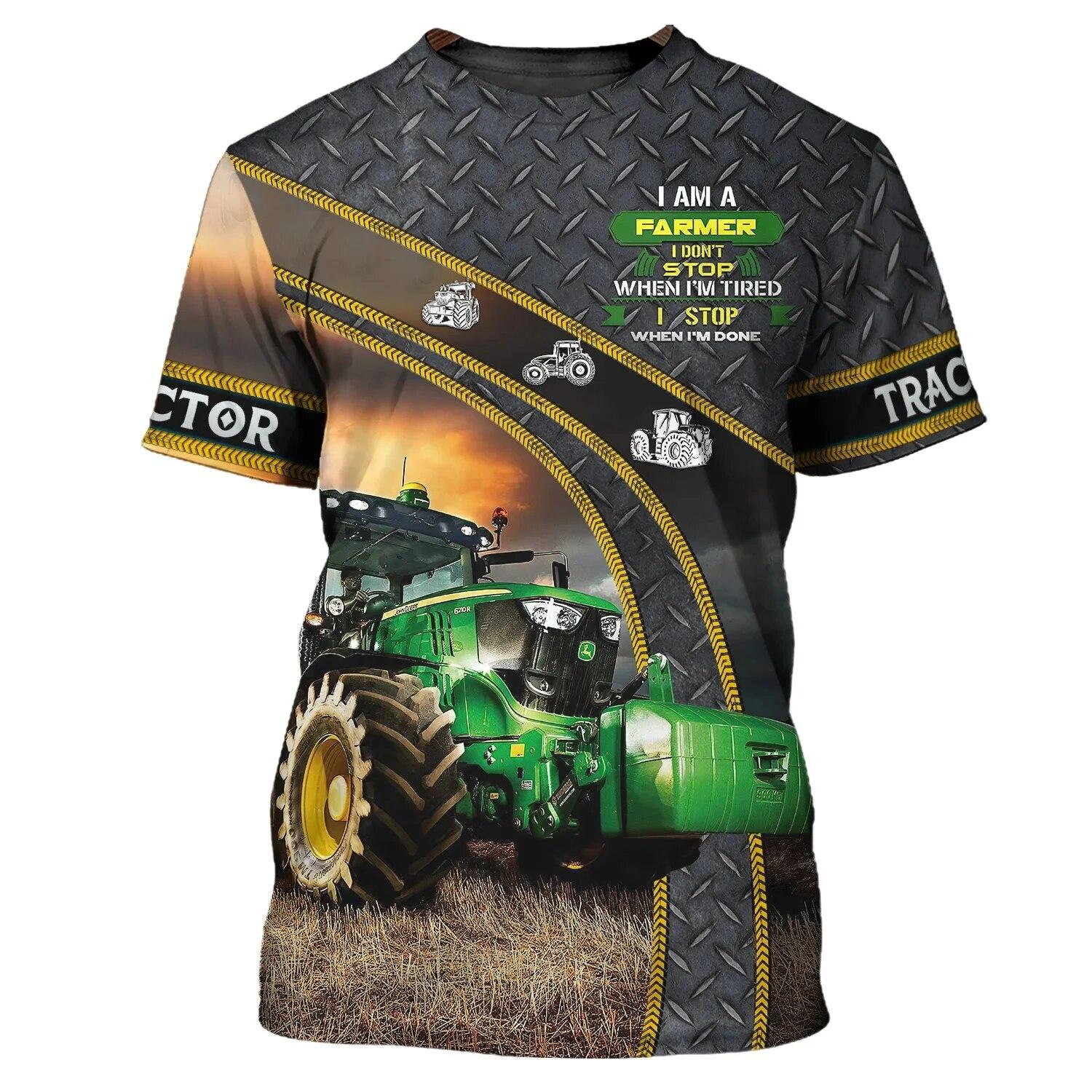 ETST WENDY 005 Nieuwe Zomer Tij Tractor Patroon Mannen T-shirts Casual 3D Print Tees Hip Hop Persoonlijkheid Ronde Hals Korte Mouw Sneldrogende tops Asian size S