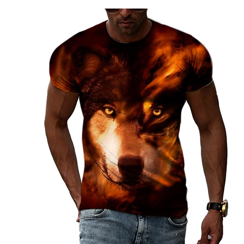 HerSight Lente Zomer Tops Mannen Plus Size Kleding Dier 3D Print T-shirt Paar Wolf Patroon Tees O Hals Korte mouw Top Ademende Man Shirts S