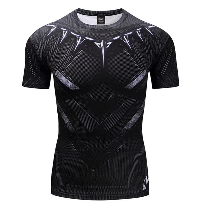 ETST WENDY 005 Hoogwaardig polyester heren hardloopshirt 3D panterprint snel drogend fitnessshirt trainingskleding gym sportshirt top L