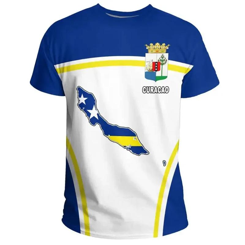 Laoxu Curacao Republic T-shirt Zomer Heren Curacao Vlag T-shirts 2024 Straat Sportkleding Heren Dames Gym Tops Korte Mouw T-shirts Kleding XXL
