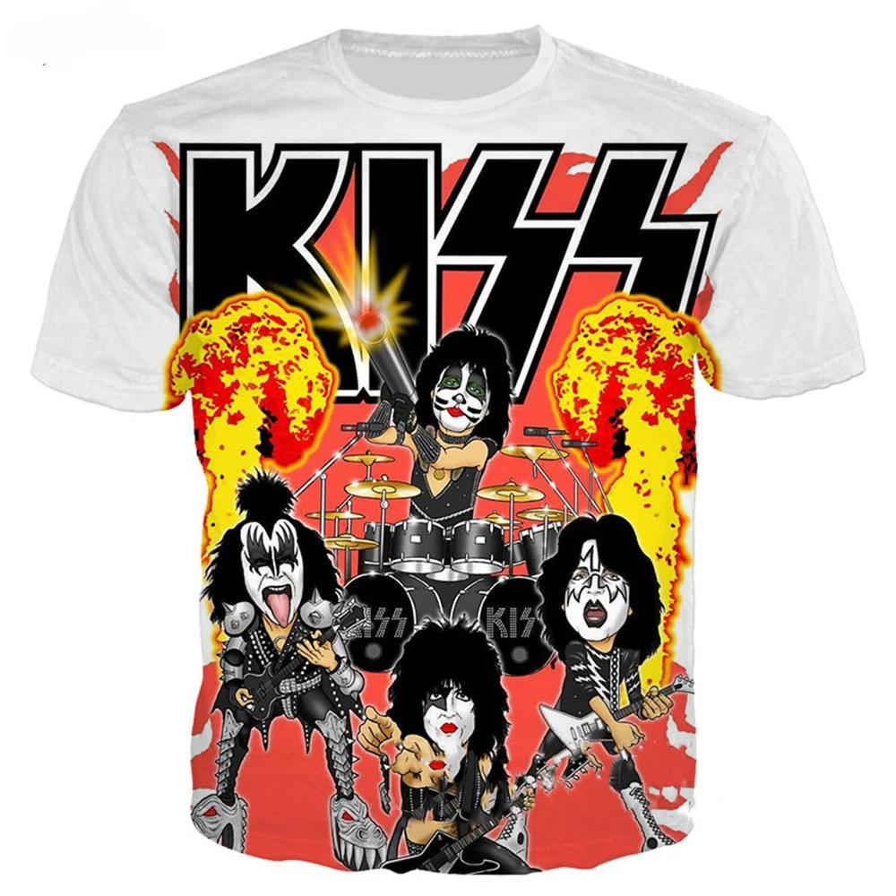ETST 03 Zomer nieuw-Rock Kiss Band T-shirt Heren 3D Print Klassieke Korte Mouw Straat Koppel Top Oversized Vrijetijdscomfort T-shirt 3XL