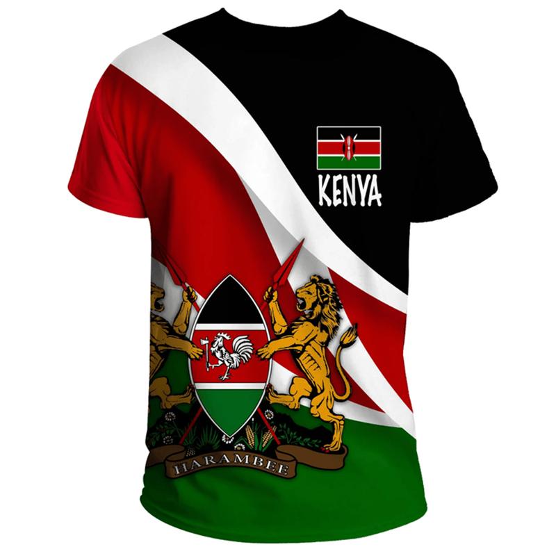 Xuhaijian02 Kenia Kaart Vlag 3D Geprint T-shirt Voor Heren Kleding Nationaal Embleem Grafische T-shirts Afrika Land T-shirt Jongen Jersey Mannelijk T-shirt L